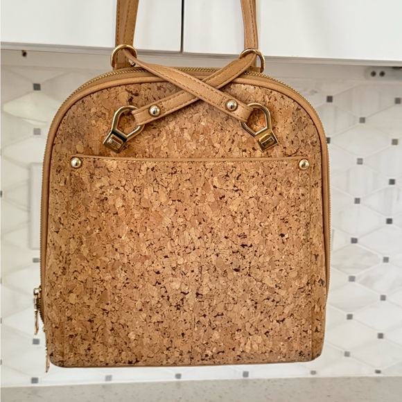Miztique Daisy Cork Convertible Backpack Purse in a natural tan color - Picture 5 of 16